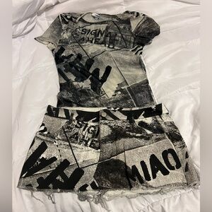 Miaou Mini Skirt & Matching Tee